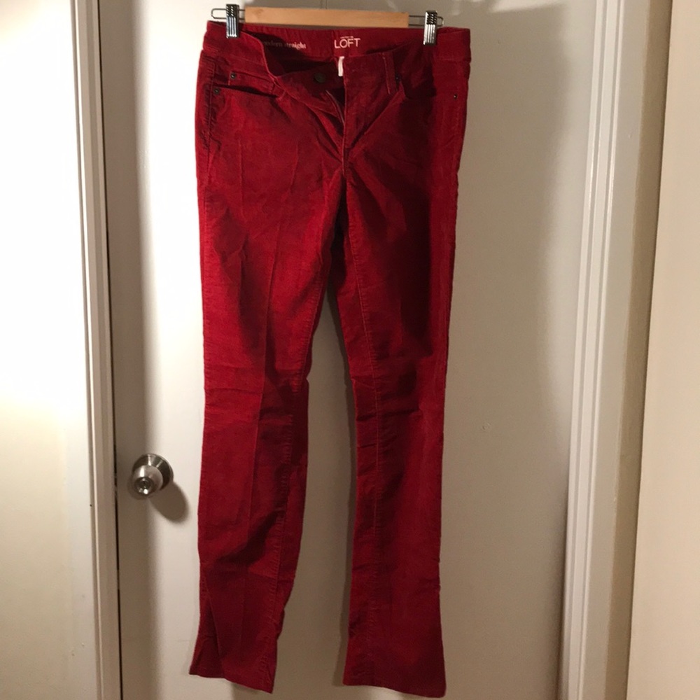 Women’s corduroy red straight leg jeans